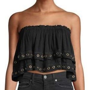 MISA Los Angeles Anla Strapless Crop Top Grommets